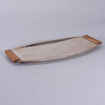 TARJOTIN, alpakkaa ja teak, Tapio Wirkkala, signeerattu TW, Kultakeskus 1960-luku.