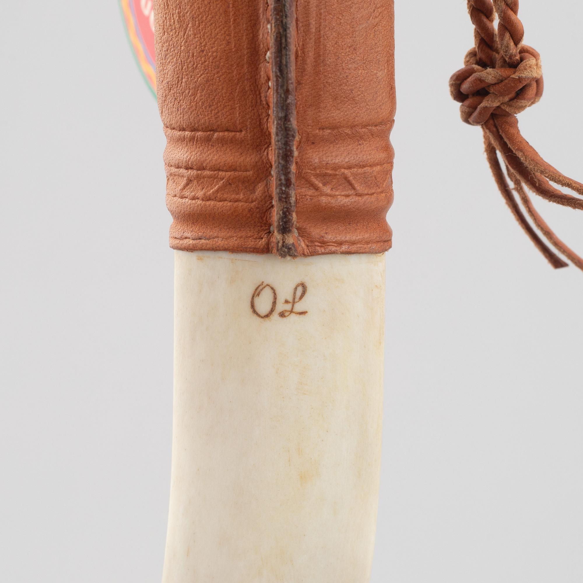 Olle Lundmark, a reindeer antler knife, signed.