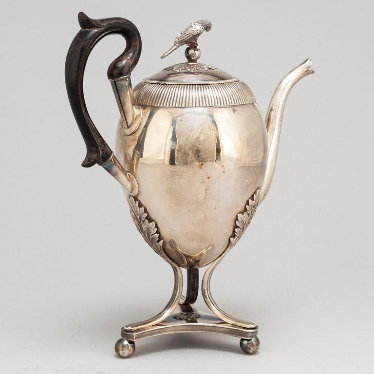 JOHAN CARLSSON, an Empire silver coffee pot from Norrköping, 1822.