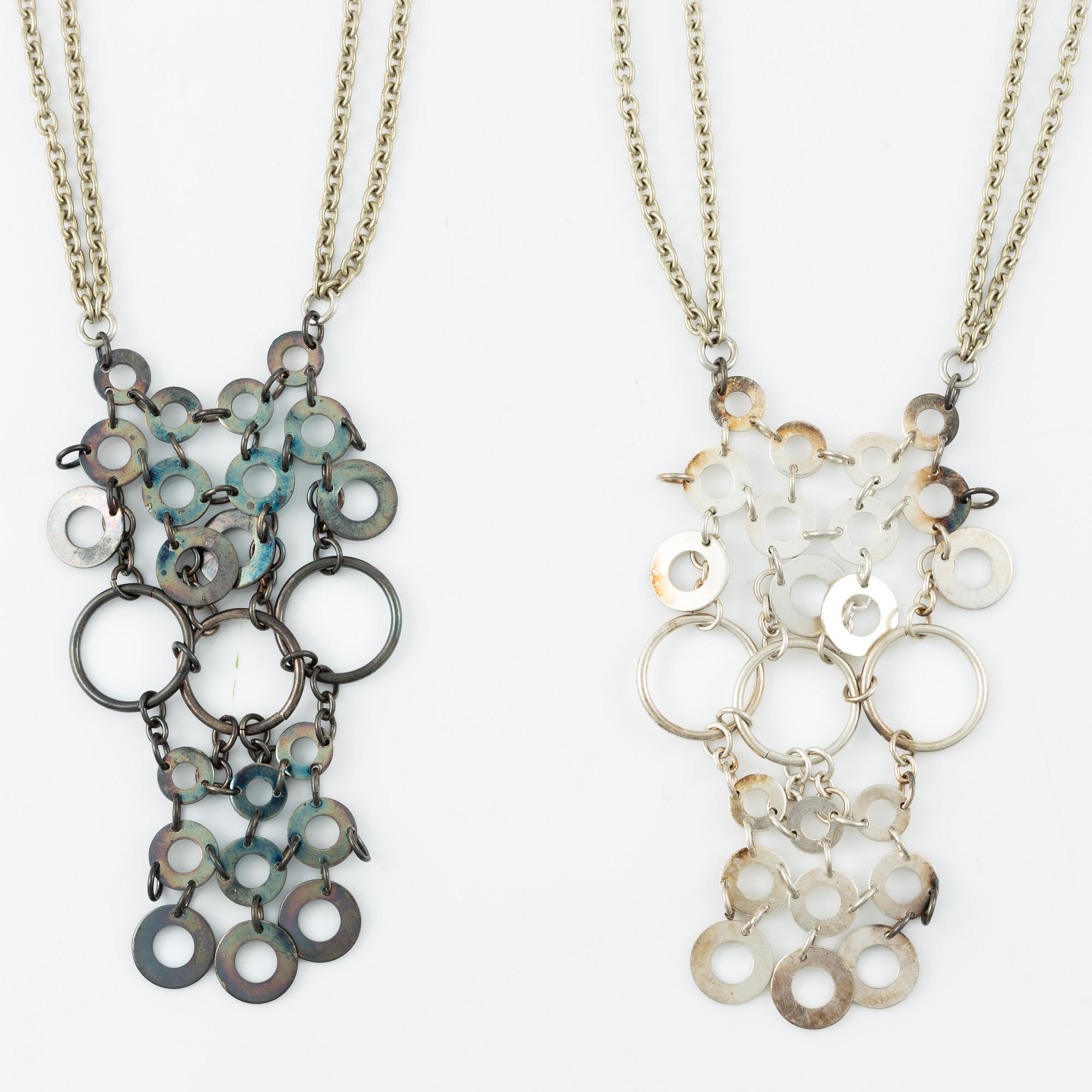 Siv Lagerström, two necklaces white metal.