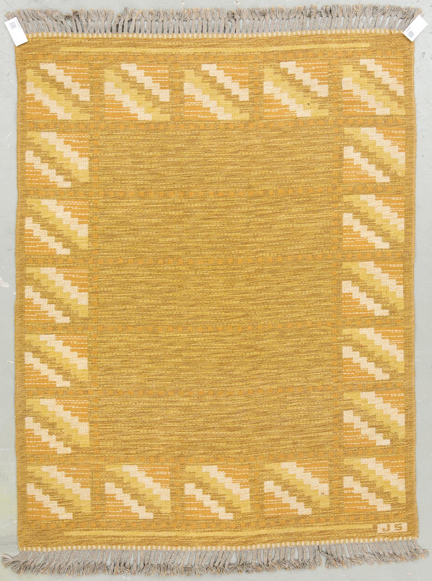 MATTA, dubbelvävd, signerad JS, 1950-/60-tal. Ca 180x140 cm.
