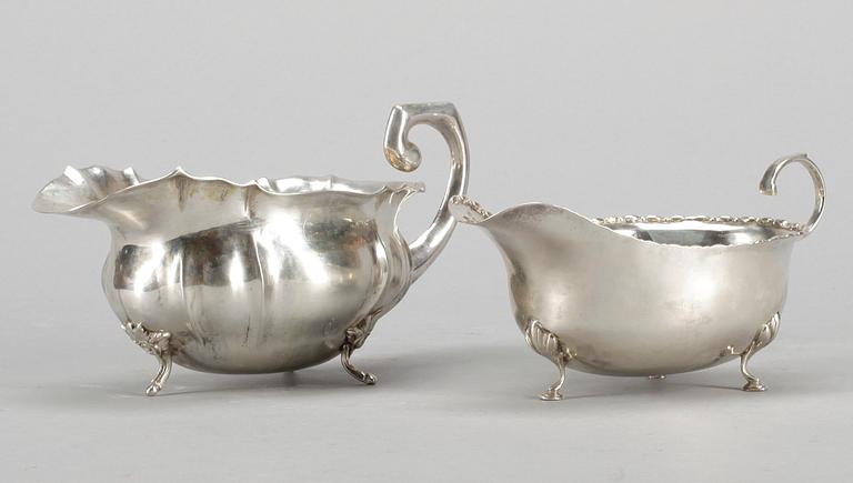 SÅSSNIPOR,  2 st, silver, Tyskland, rokokostil, 1900-tal. Totalvikt ca 264 gram.