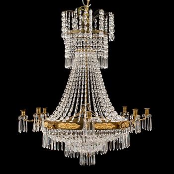 A Swedish Empire eight light chandelier, 1820-40's.