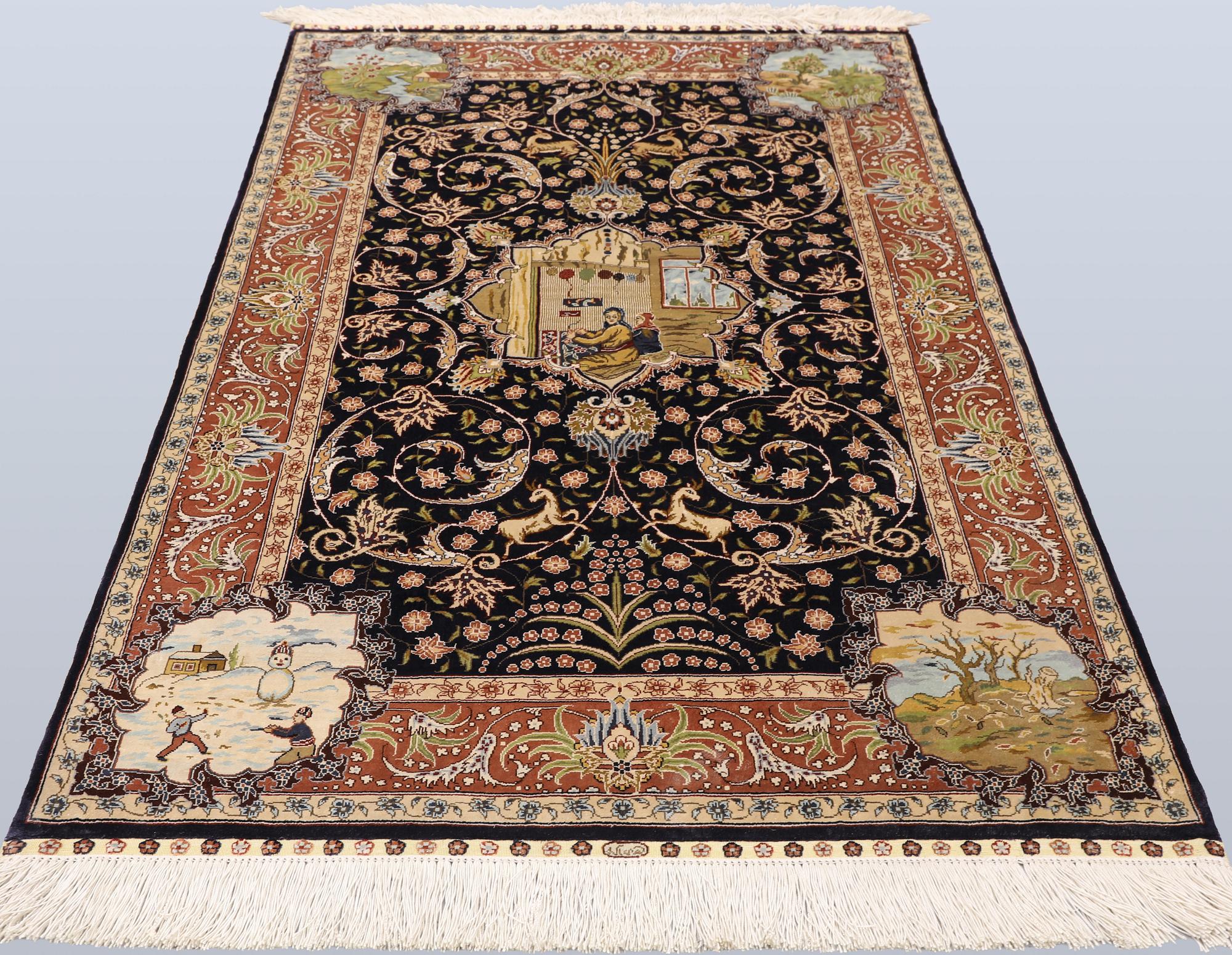 Oriental silk carpet, 122 x 78 cm.