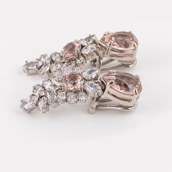 Prada, a pair of clip-on rhinestone and strass earrings.