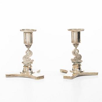 A pair of Swedish Empire candlesticks, mark of Petter Fredrik Sundberg, Karskrona 1832.