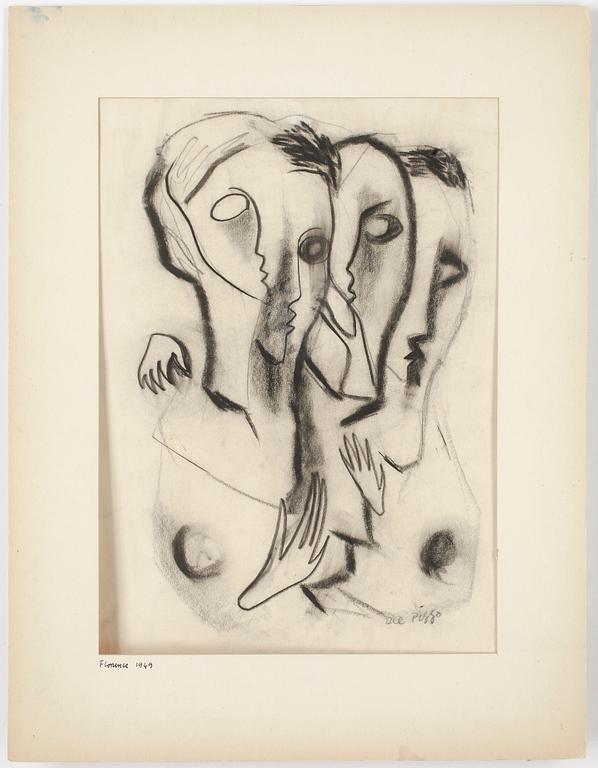LUCIO DEL PEZZO, kolteckning, sign.
