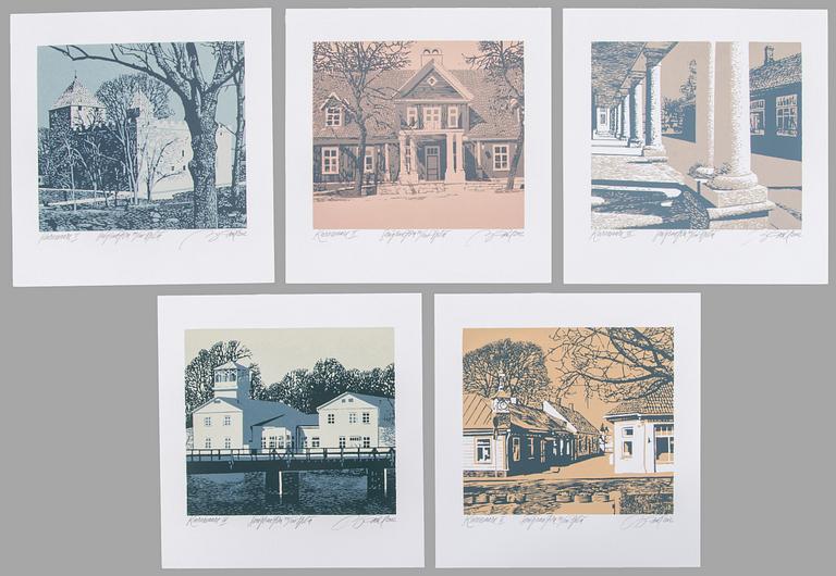 Illimar Paul, Grafikmapp med 10 blad, "Kuressaare", signerad.