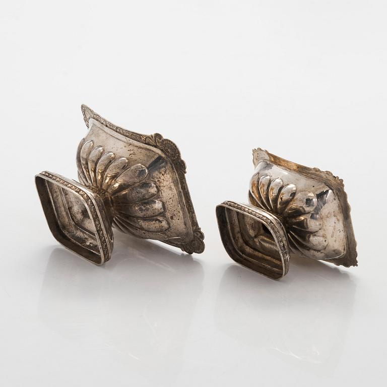 Two 19th-century parcel-gilt salt cellars, Saint Petersburg and Moscow.