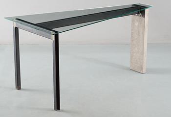 A Jonas Bohlin 'Concrete' iron, glass and concrete table, Källemo, Värnamo, Sweden.