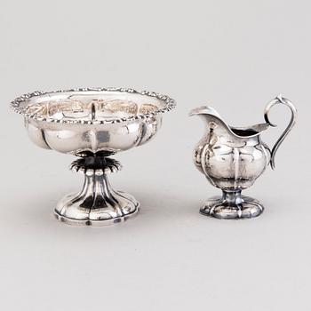 A silver sugar bowl and cream jug, mark of Johan Niclas Chorin, Kokkola and Anders Johan Holming, Hämeenlinna 1892.