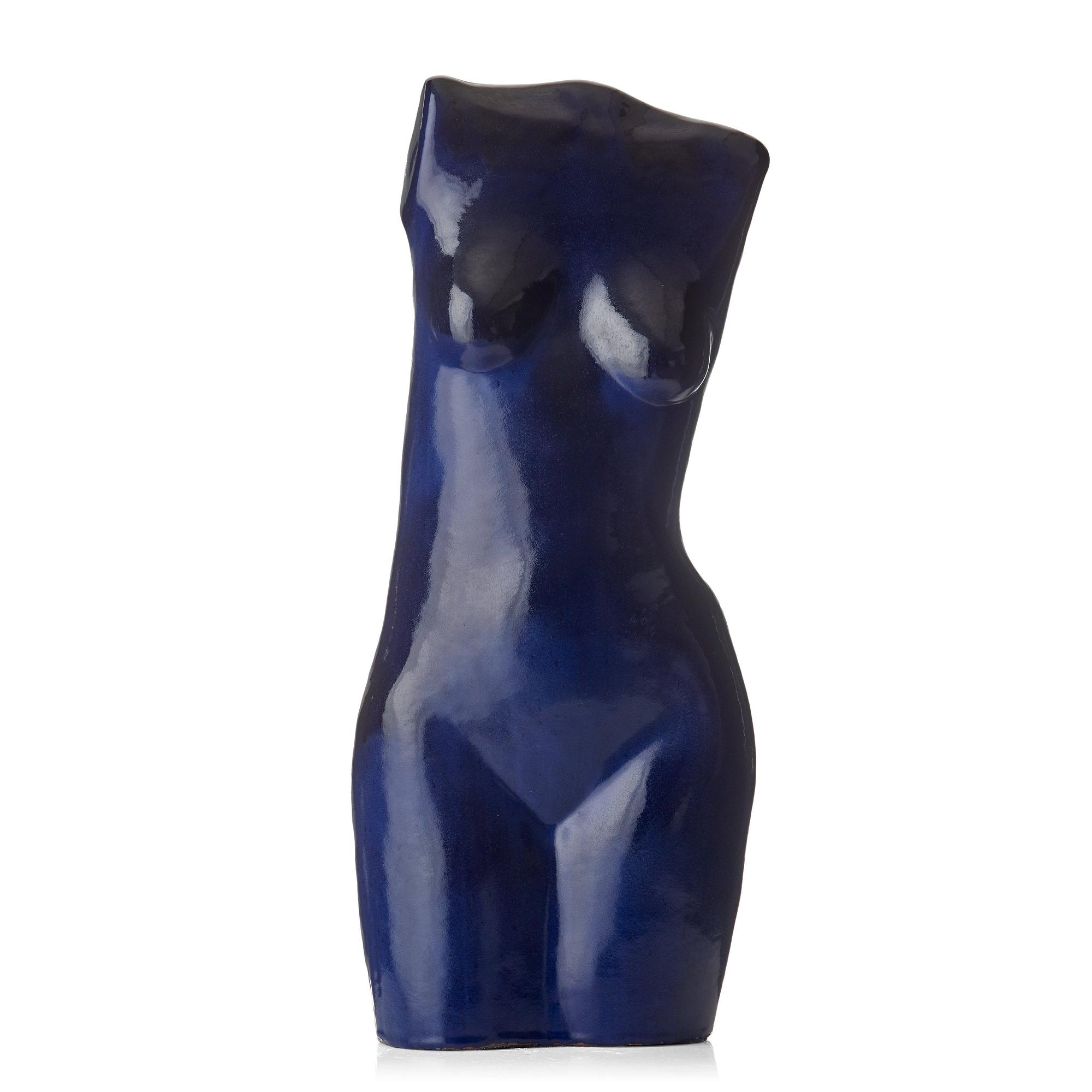Ulla & Gustav Kraitz, a glazed stoneware sculpture of a female torso, Fogdarp, Förslöv, Sweden.