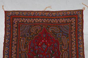 A pair of semi-antique Pateh Kerman embroideries, ca 279 x 88 cm and 282 x 84 cm.