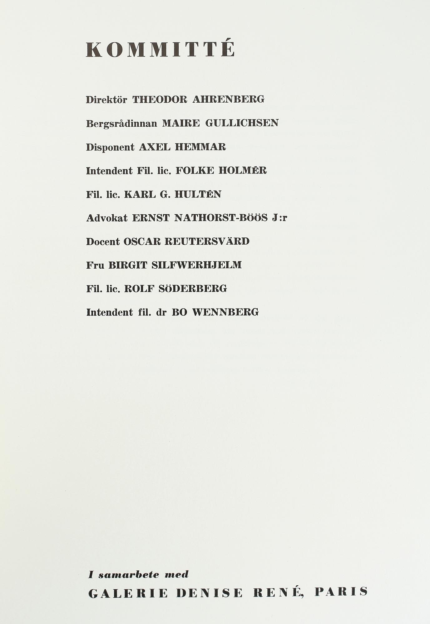 BOK, "Konkret Realism, Baertling, Jacobsen, Mortensen", Åke Nyblom & Co Boktryckeri AB, Stockholm, 1956.