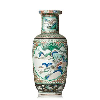 896. A famille verte roleauvase, Qing dynasty, 19th Century.