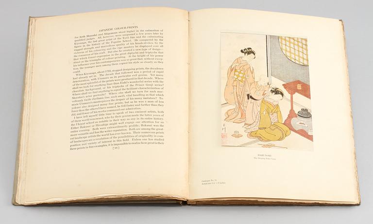 BOK, "Japanese Colour-Prints and Their Designers" Frederick William Gookin samt TRÄSNITT, 12 st, Japan, 1900-tal.