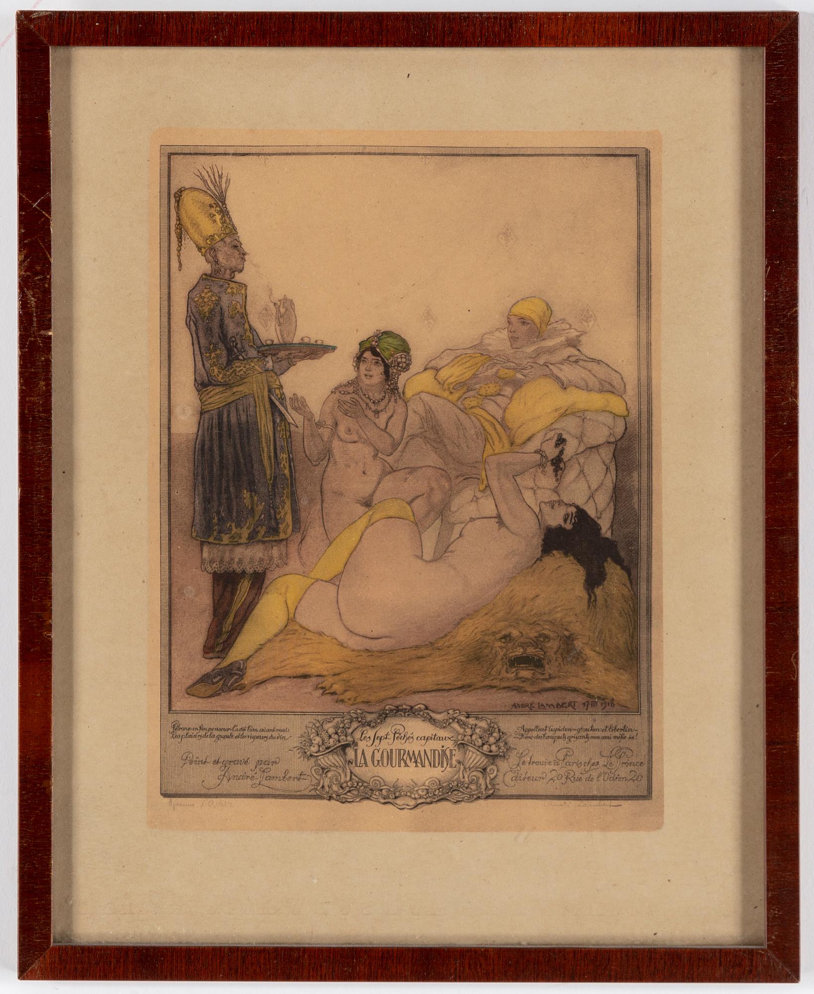 ANDRÉ LAMBERT, färgetsningar, 8 st.