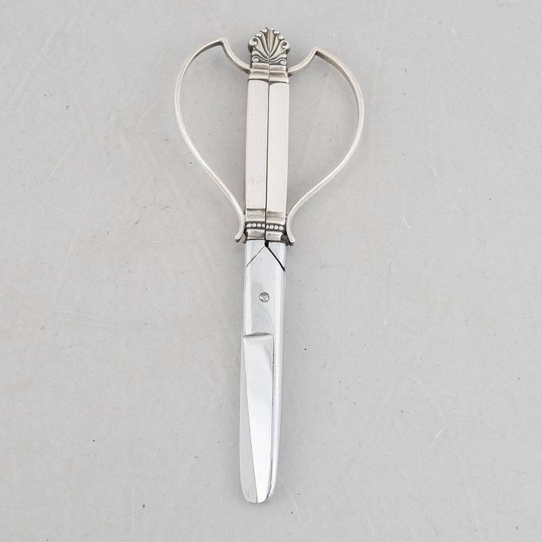 Johan Rohde, 'Acanthus' sterling silver grape scissors, Georg Jensen, Denmark, after 1945.