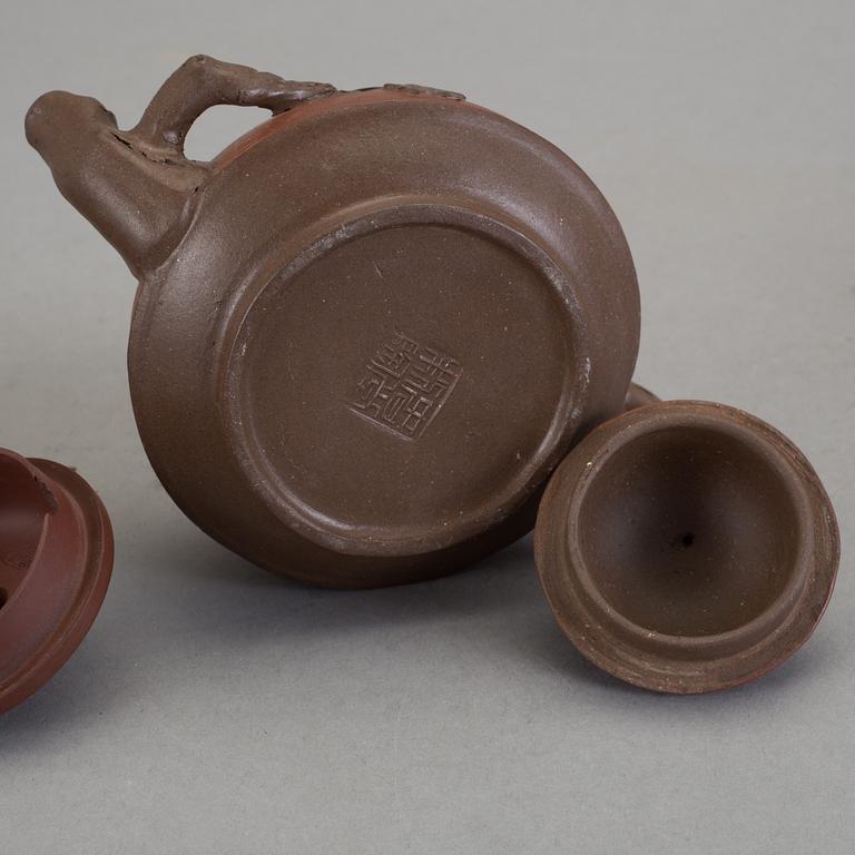 TEKANNOR, 4 st, Yixing-gods, Kina, 1900-tal.