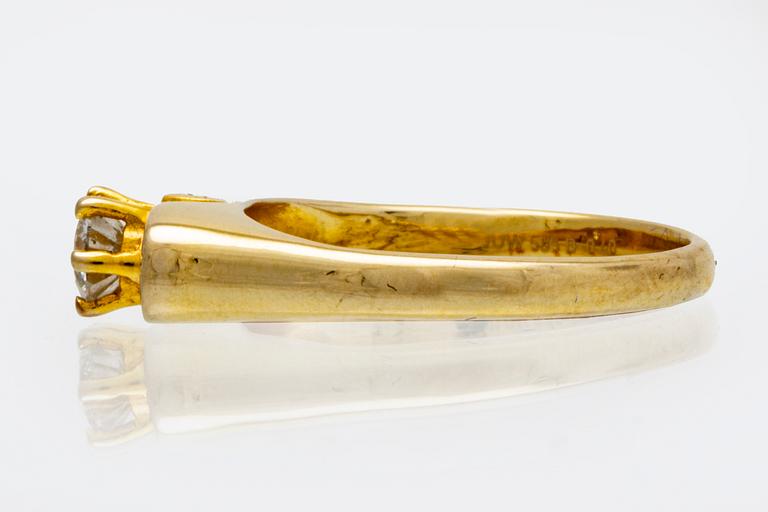 Ring 14K gold 1 brilliant-cut diamond approx 0,40 ct approx I SI.