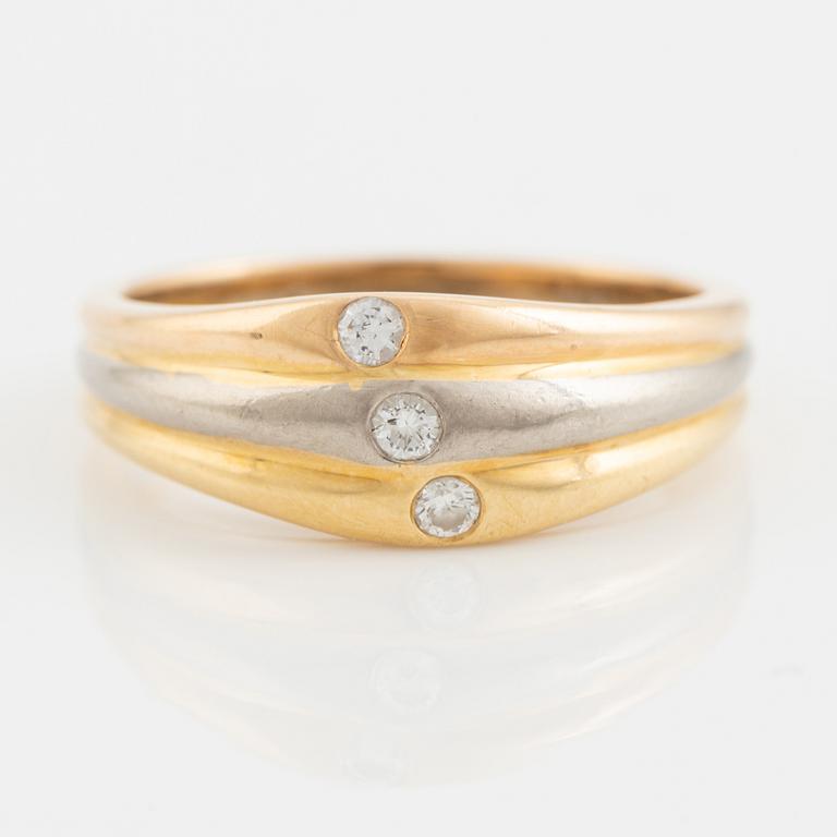 Cartier 18K three coloured gold and brilliant cut diamond ring.