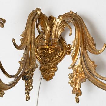 Wall sconces, a pair, circa 1900.