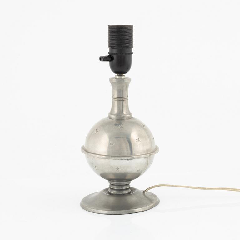 J.L. Hultman, a Swedish Grace pewter table light, Stockholm, 1931.