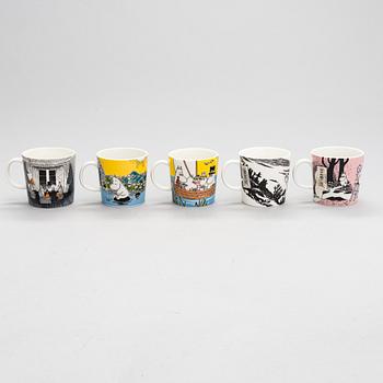 Eleven Moomin mugs, white porcelain, Moomin Characters, Arabia.