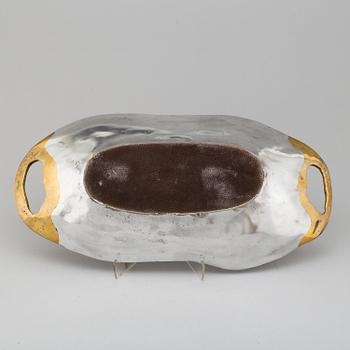 A brass and metal dish, David Marshall, not signed.