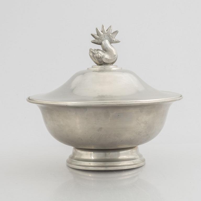 Nils Fougstedt, a pewter bowl with cover, Herman Bergman AB, Stockholm 1929.