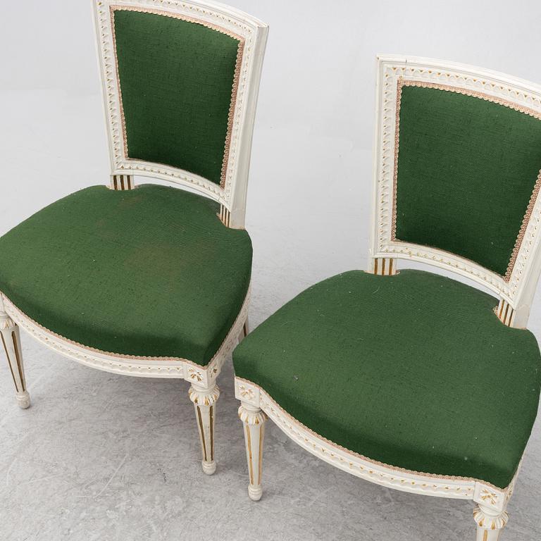 A pair of Gustavian style chairs, 20th century.
