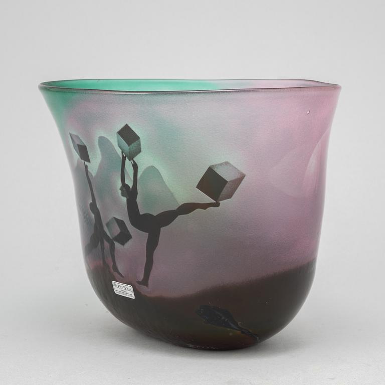 Bertil Vallien, a unique blasted glass bowl, Kosta Boda, Sweden.