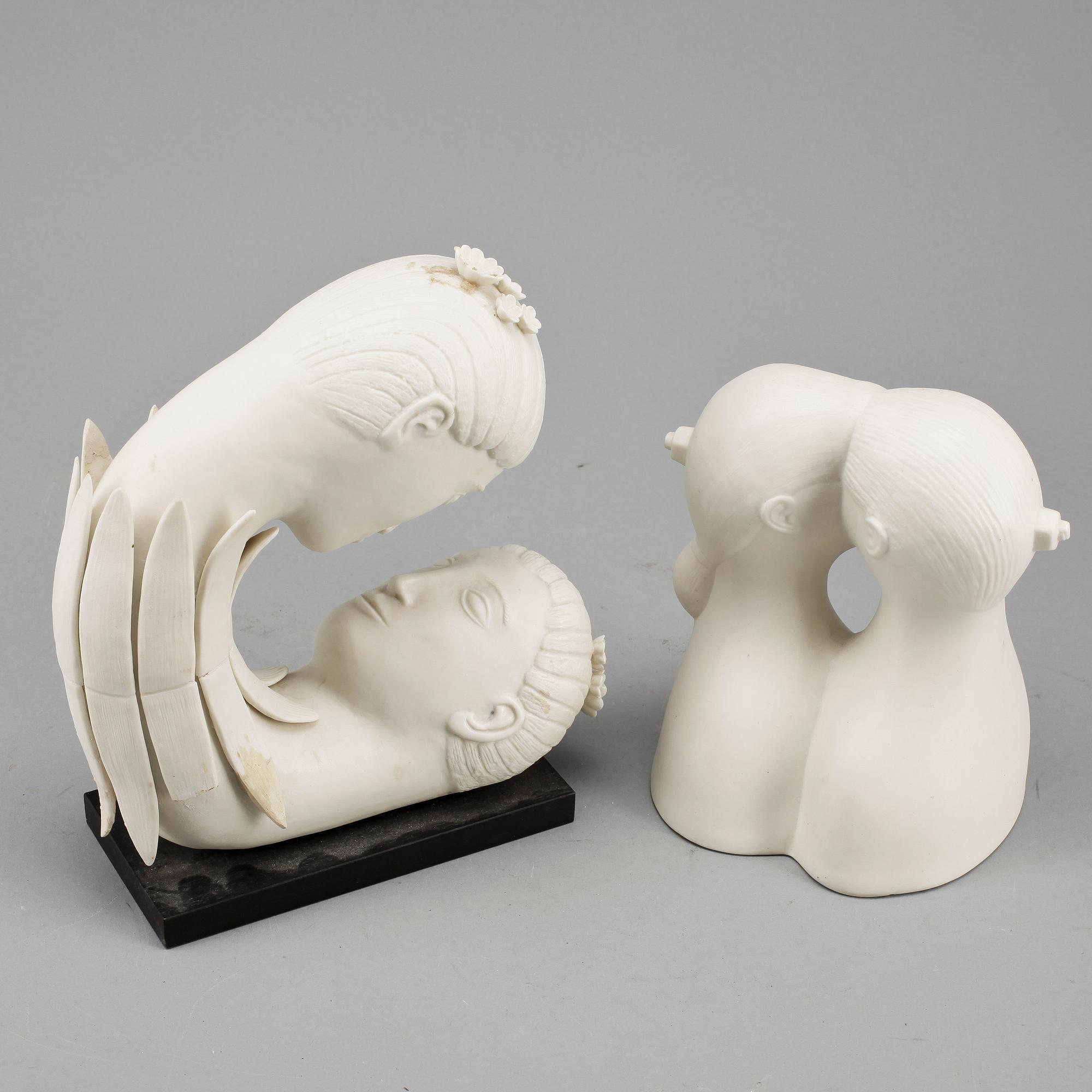 STIG LINDBERG, 2 st, figuriner, parian, ur serien Figurin, Gustavsberg.