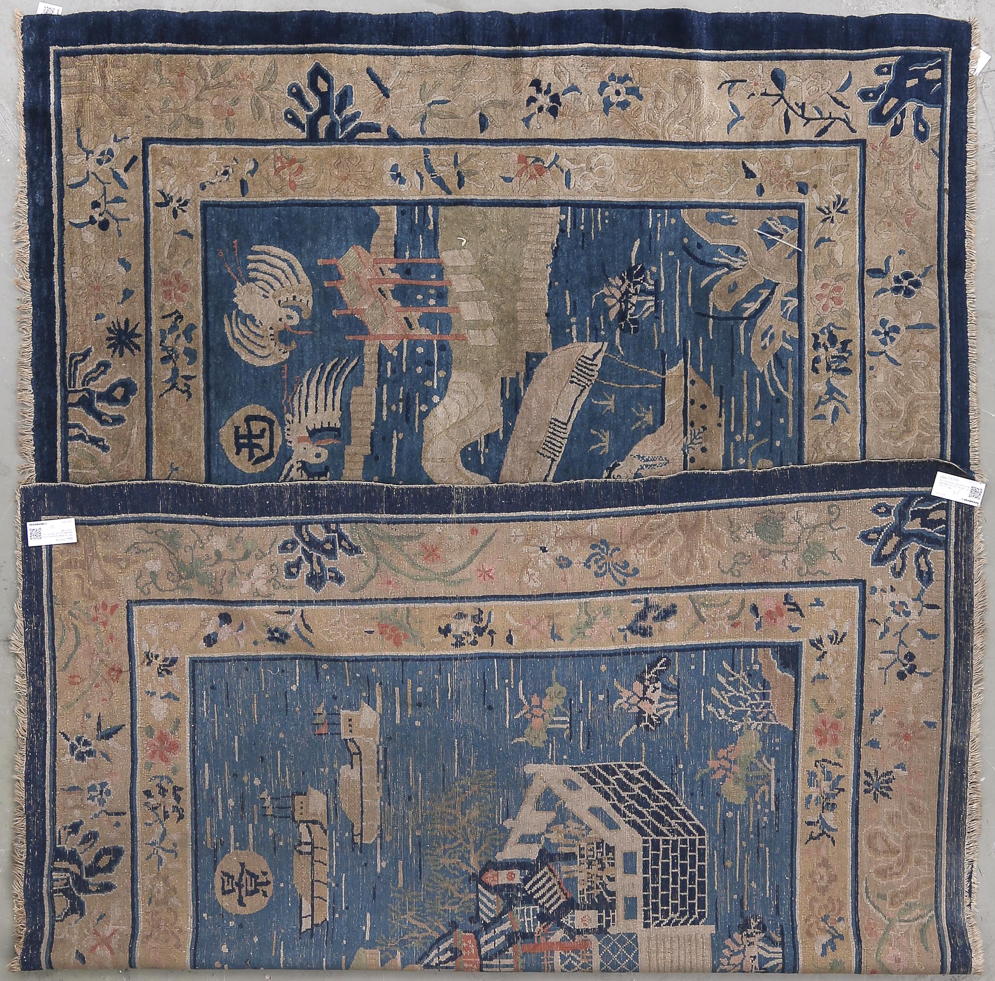 MATTA. Antik/semiantik Kina, sannolikt Suiyuan, figural.  ca 175x277 cm.