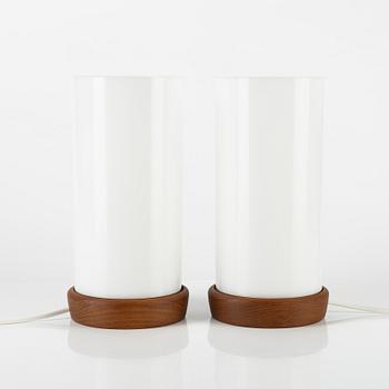 Uno & Östen Kristiansson, a pair of teak and acrylic table lights, Luxus, Vittsjö.