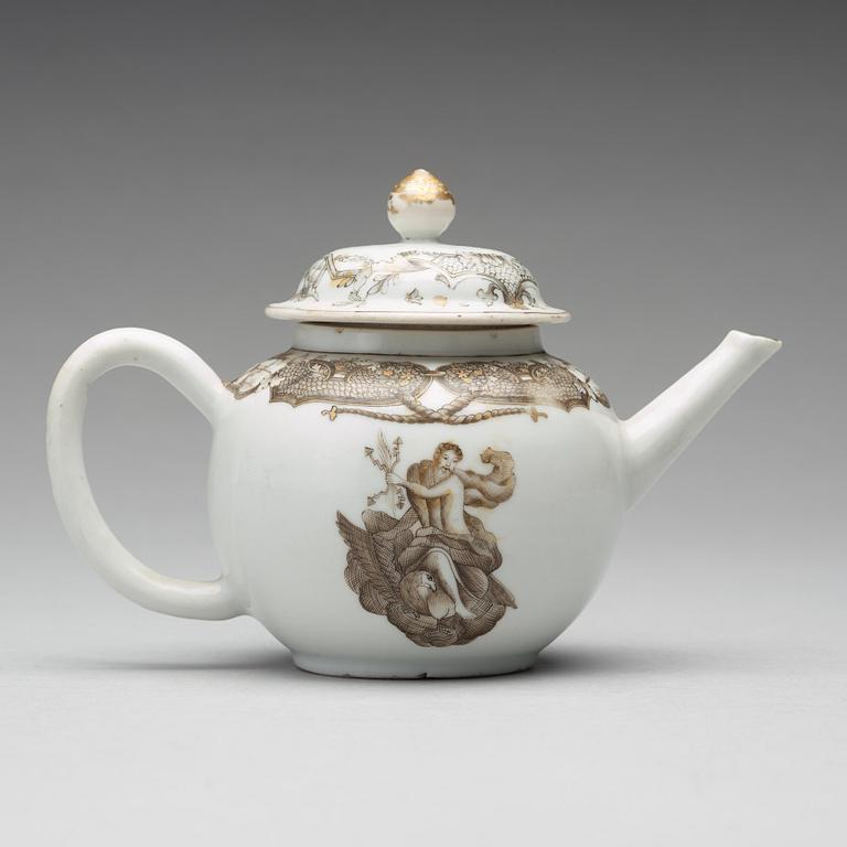 A grisaille teapot with cover, Qing dynasty, Qianlong (1736-95).
