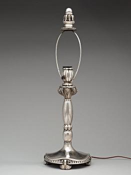 A Georg Jensen silver table lamp, Copenhagen 1919-21, 830/1000 silver.