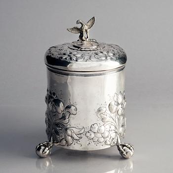 Anders Jensen Scheel, dryckeskanna, silver, Nykøbing (verksam 1677-1706), Danmark. Barock.