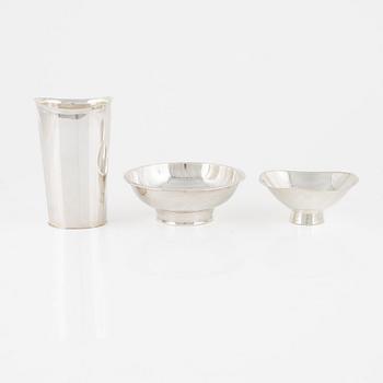 A silver vase and two bowls, Sweden, 1961-76.