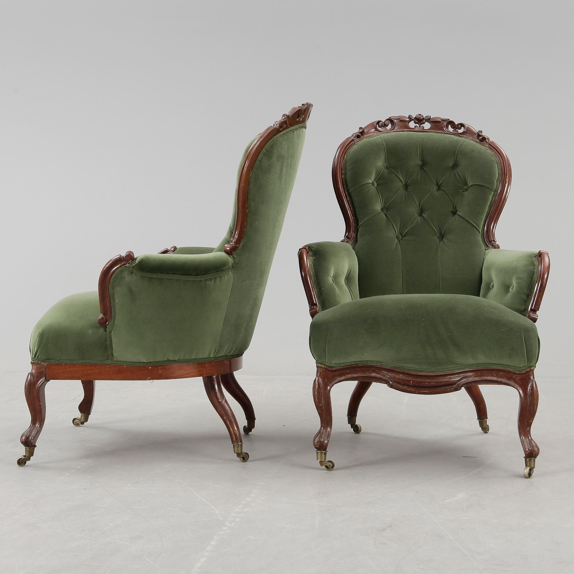 FÅTÖLJER, ett par, Nyrokoko, 1800-talets slut.