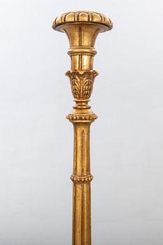 An mid 20th century wooden floor lamp base from Paoletti, Firenze Italy.