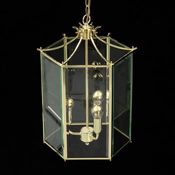 A 20th century brass Bellman-style ceiling lantern.