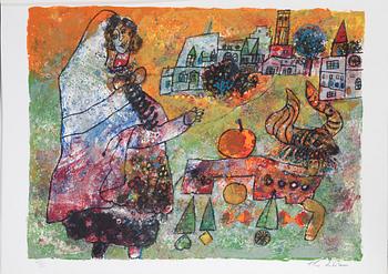 Theo Tobiasse, portfolio with 12 lithographs in colours, 1976, signed 124/200.