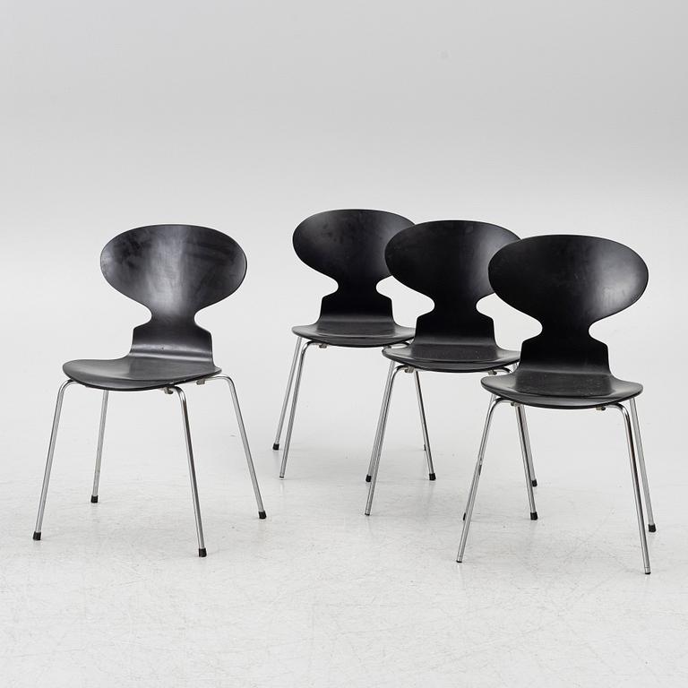 Arne Jacobsen, four 'Ant' chairs, Fritz Hansen, Denmark, 1972-79.