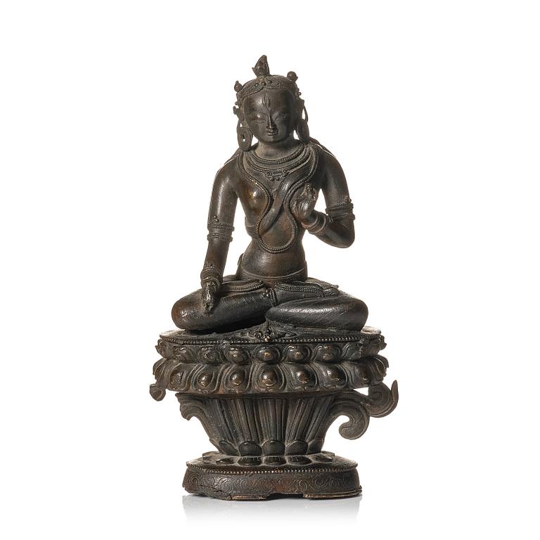 A bronze figure of a white Tara, possibly Qingdynasty, Pala-revival style, 17th/18th Century.