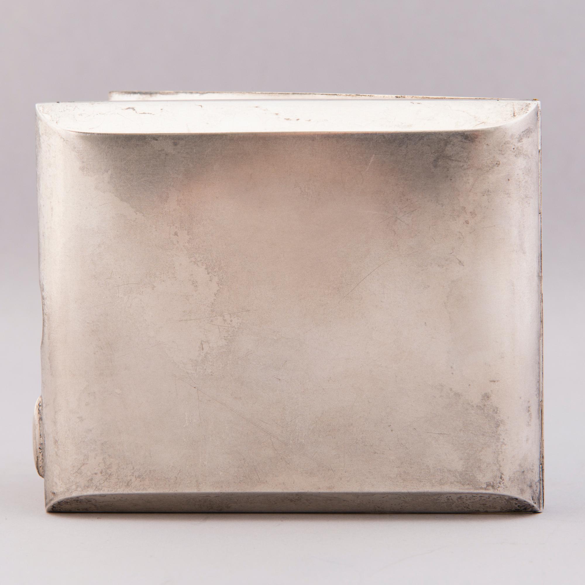 CIGARETTE CASE, silver, Auran kultaseppä, Turku 1951 and CUFFLINKS, silver, Japan late 19th century.