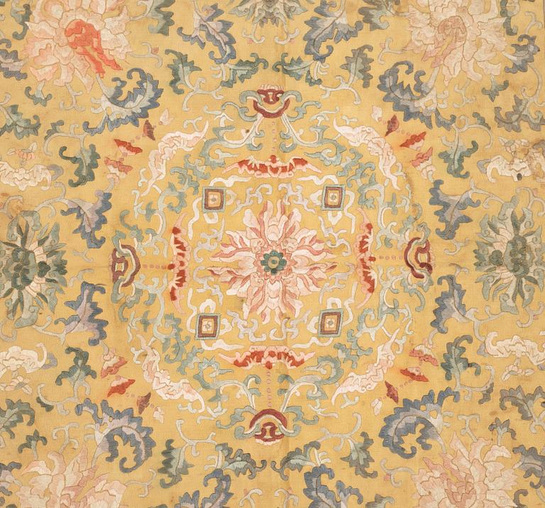 A set of four silk embroideries, Qing dynasty.
