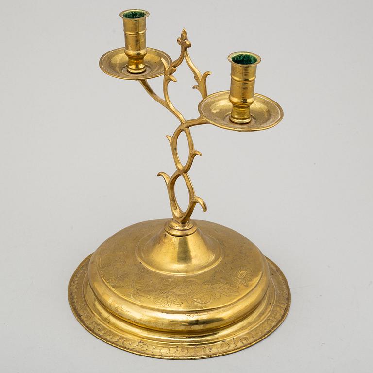 a 19th century brass candelabra.