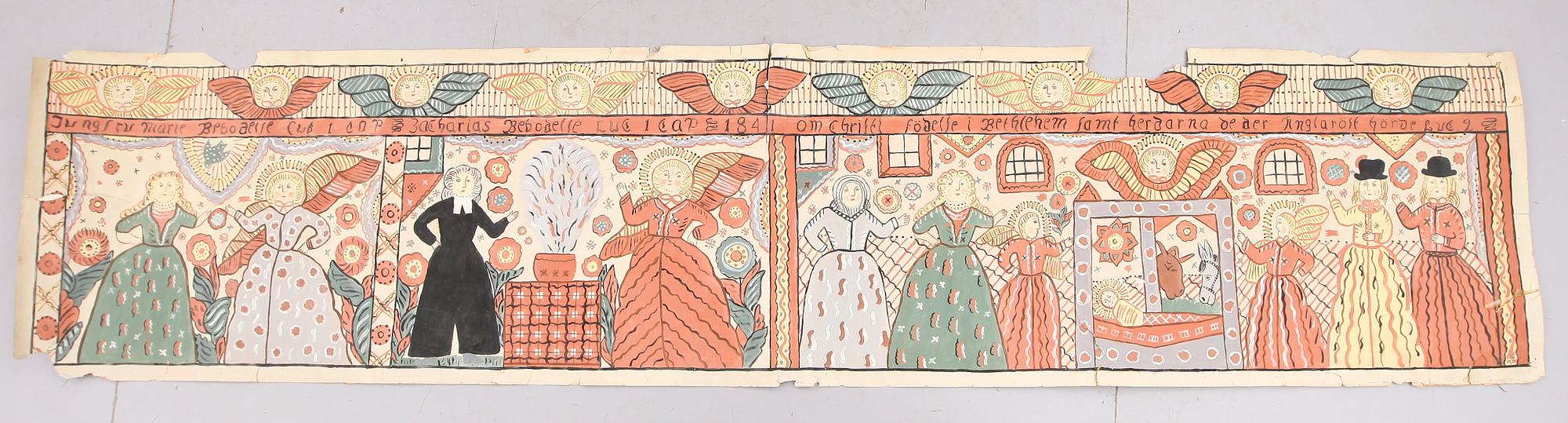 BONAD, målad på papper, Sunnebo, monogramsignering EO och datering 1839.