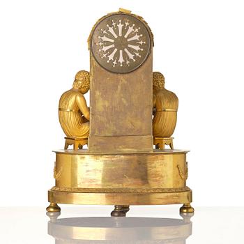 A French Empire ormolu mantel clock, early 19th century.